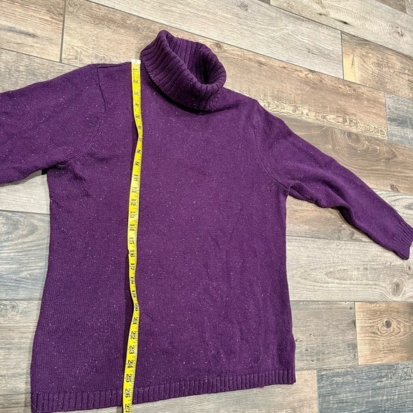 LL Bean Womens L Thick Chunky Speckled purple Knit Turtleneck Sweater vintage - Picture 4 of 6
